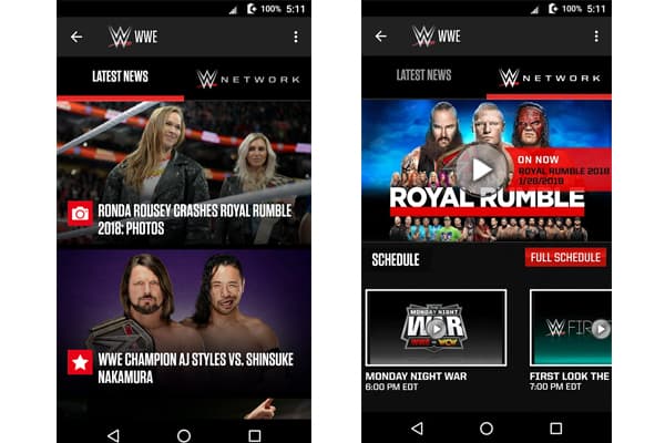 sports fusion wwe news application for Android