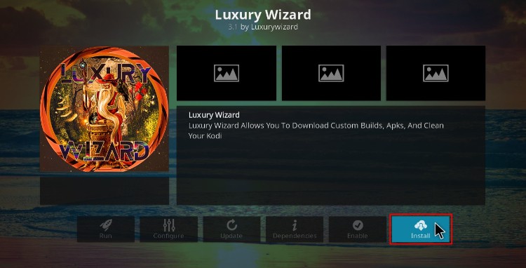 Install the Luxury Wizard to later install Blue Magic Build on Kodi