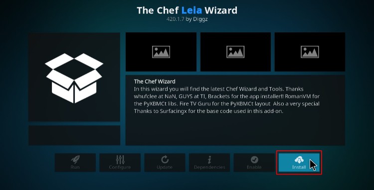 Install the Chef Wizard on Kodi