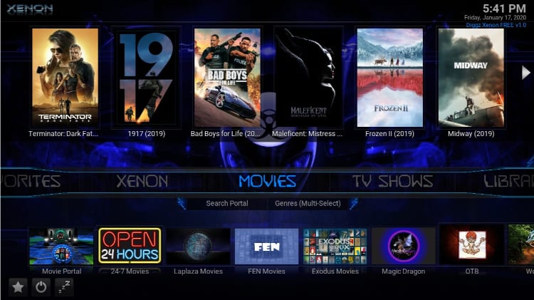 Diggz Xenon Kodi Build has a fantastic interface