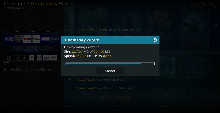 The Doomzday wizard will clean previous files to install a fresh version on your Kodi