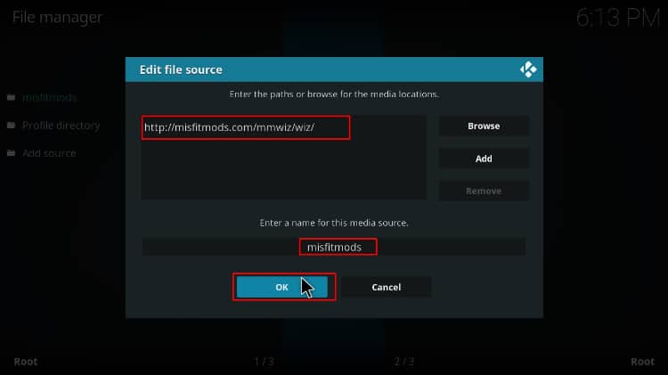 Add file source to download MisFitMods repo to install HardNox kodi builds