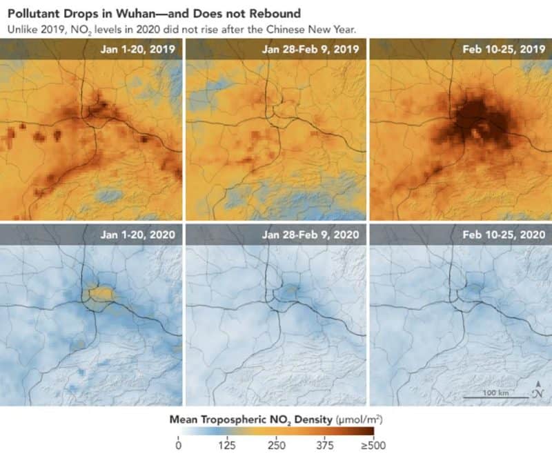 Pollution dropped with COVID-19 Pandemic