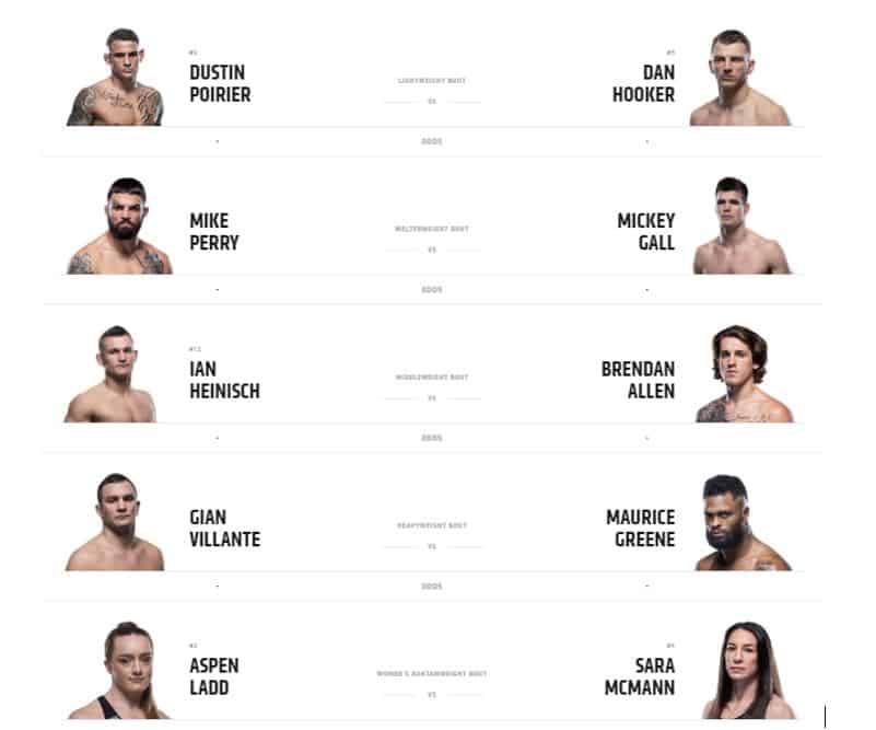 These are the fighters in confront on this UFC Fight Night Poirier vs Hooker you'll want to watch
