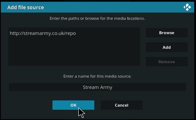 Enter the streamarmy repository url