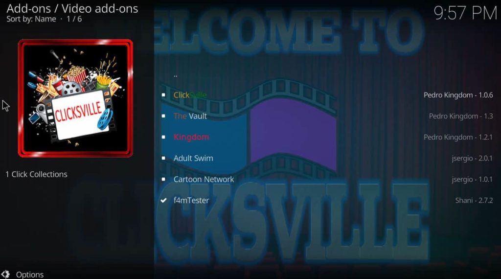 Locate and select ClickSville to install the addon on Kodi