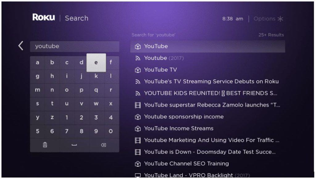 Type YouTube to get YouTube app