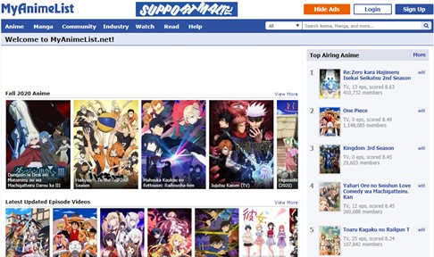MyAnimeList, just like the name suggests is a good website to watch Anime Series for free