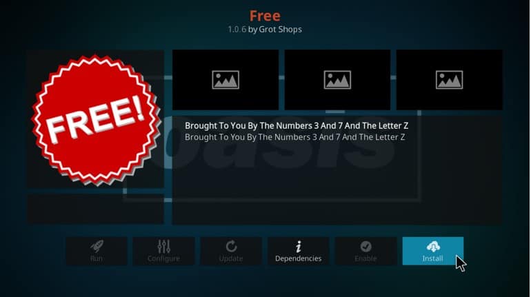 Hit Install to install the FREE Kodi Addon