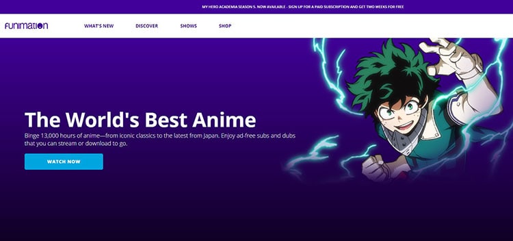 Funimation is a good website for anime lovers