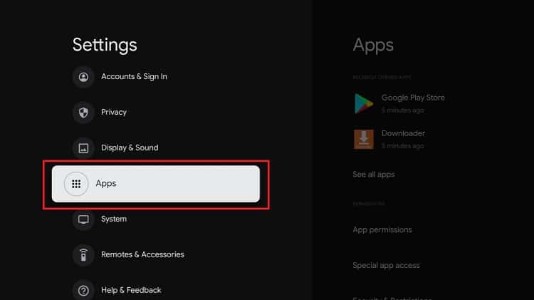 App settings on Chromecast