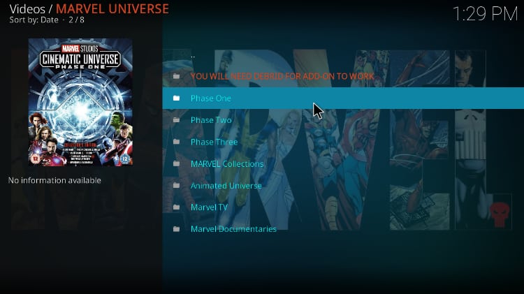 Marvel Universe Main Menu