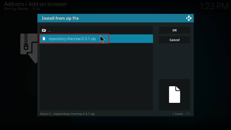 Installing the crew repo on Kodi containing the For the Love of Sci-Fi addon