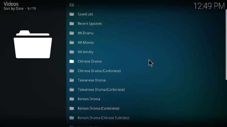 icDrama Kodi Addon Menu