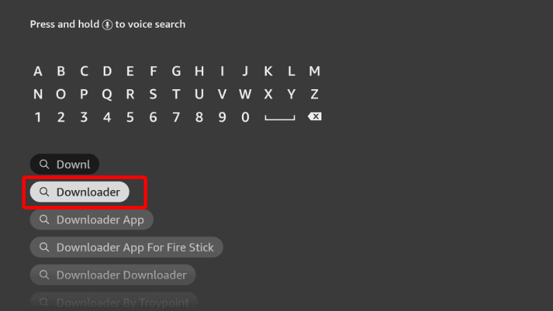 Searching Downloader on Firestick