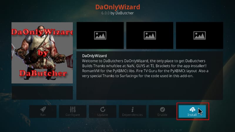 click install DaOnlyWizard