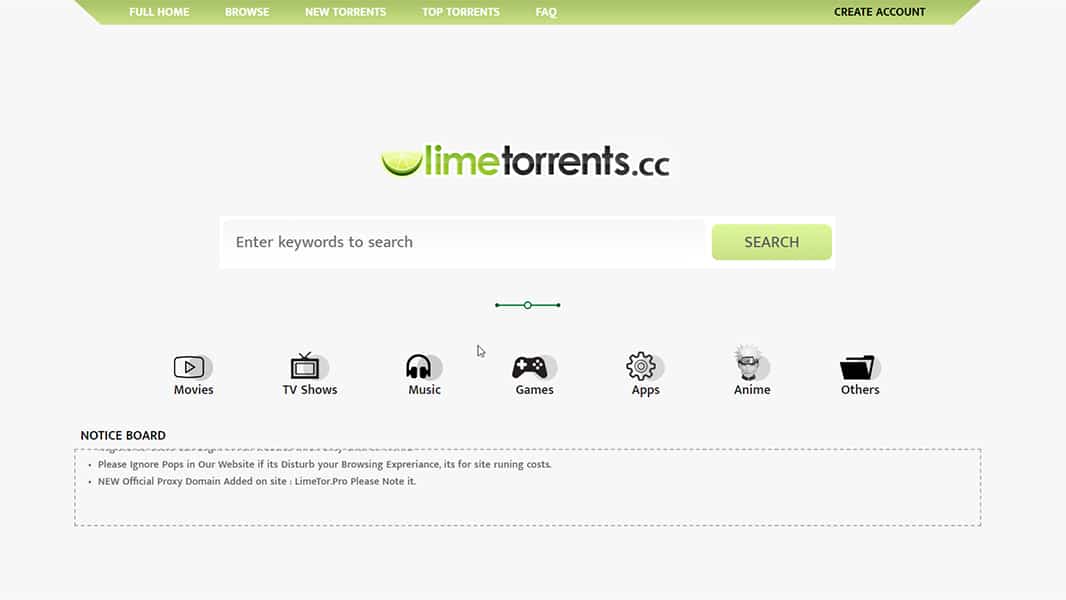LimeTorrents is another general torrent tracker. It is a great website, with many movies, music or ebooks to choose from
