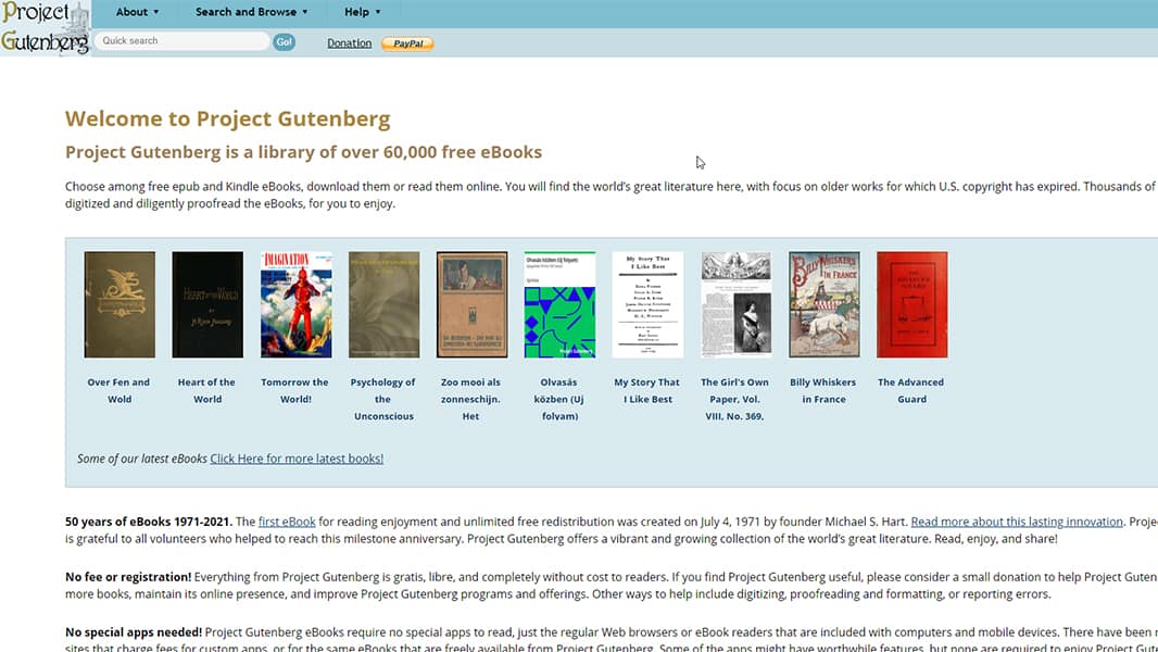 Project Gutenberg is one of the biggest and best Torrents sites with many eBooks to download