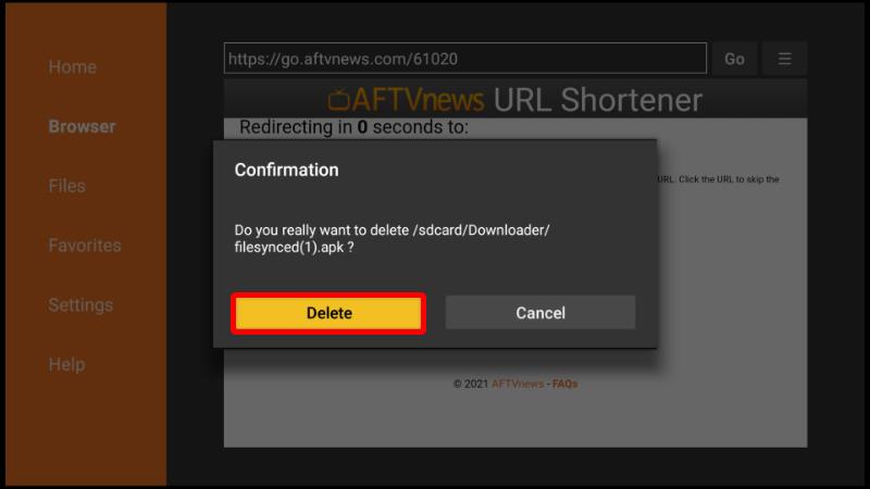 After the install on Firestick, you can delete FileSynced apk file on Downloader, to save storing space