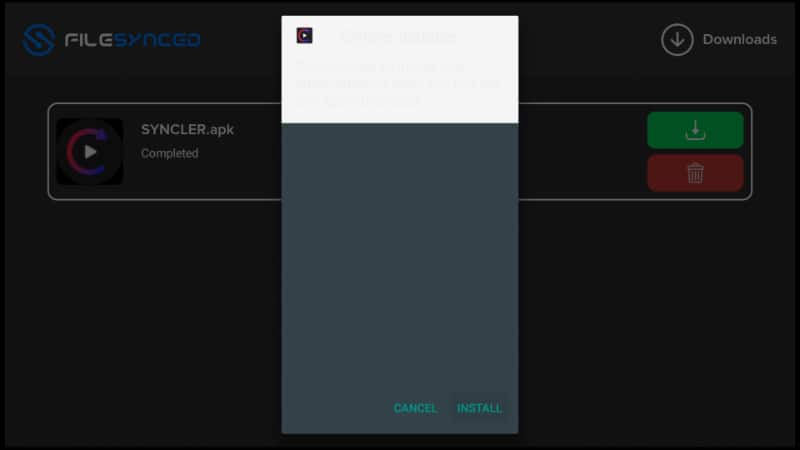 Syncler app install on Firestick using FileSynced app store