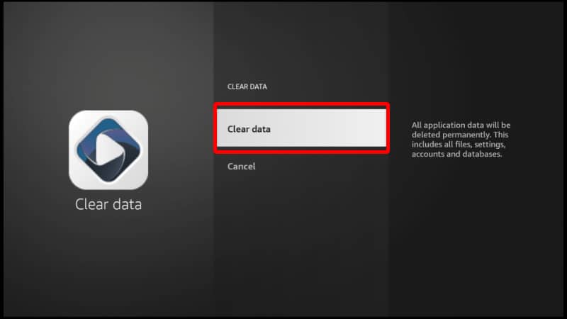 Confirm clear app data