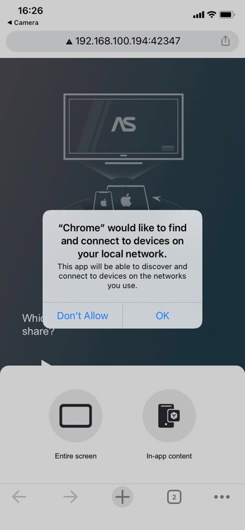 Chrome network notification