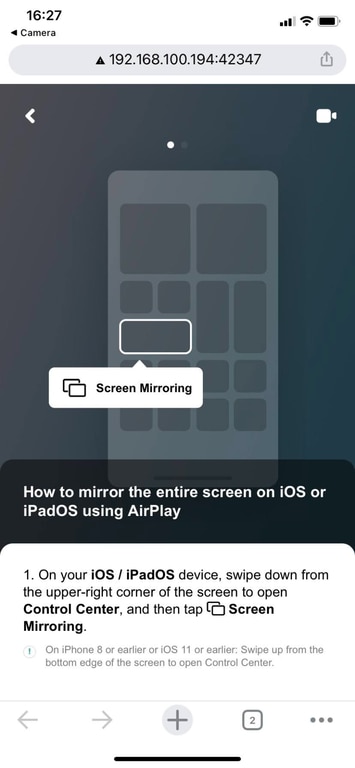 Screen mirroring guide