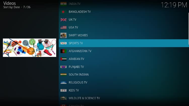 After the Swift Kodi Addon Install, you'll find piles of Live and Sports TV Channels