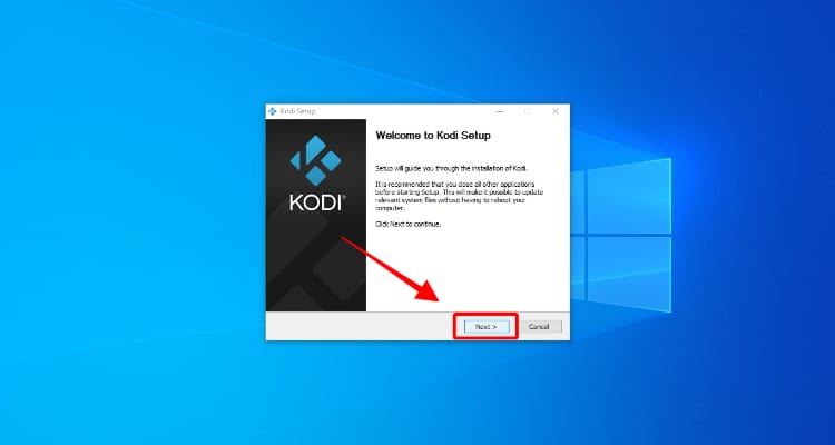 Get Kodi on Windows 10 - Next button