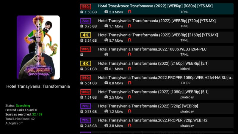 After installing the app on Firestick or Android TV you'll find many stream links on Weyd