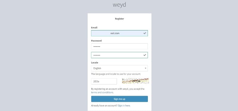 Create Weyd account after the install on Firestick or Android TV
