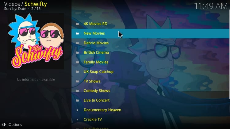 Schwifty addon menu