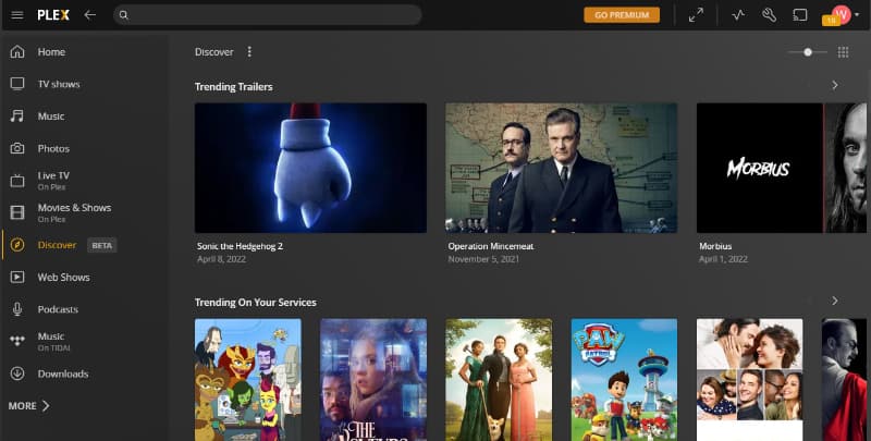 Plex discover section