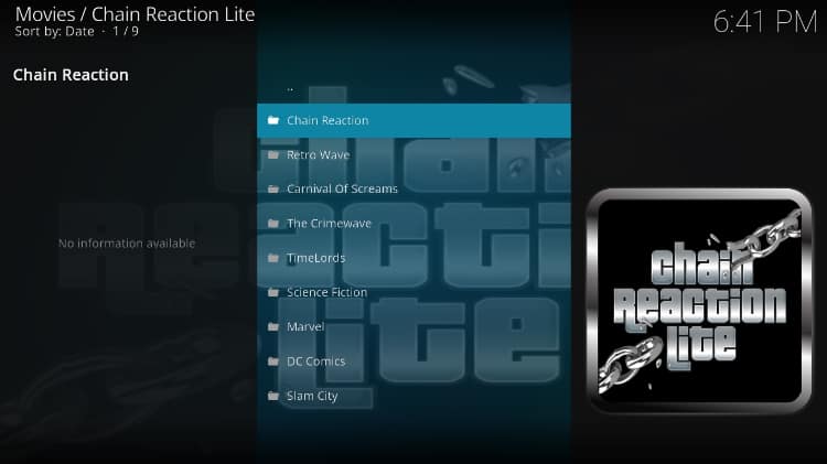 Chain Reaction Main Menu