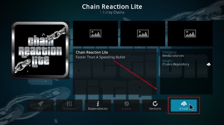 install Chain Reaction Kodi Addon