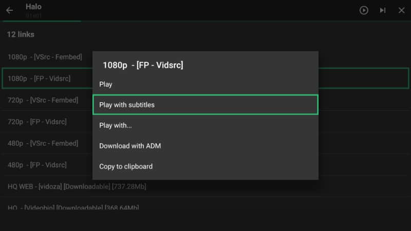After installing Flixoid apk on Firestick you'll be able to Play streams with subtitles