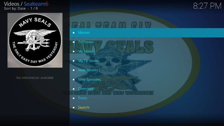 SealTeam6 Kodi Addon Menu