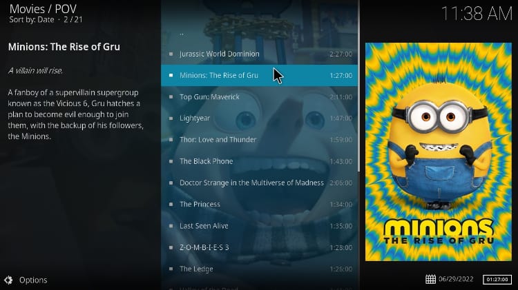 Movies on POV Kodi addon