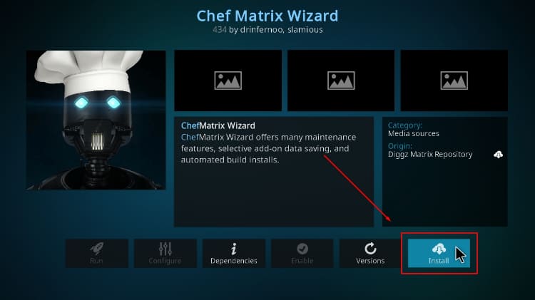 Chef Matrix Wizard on Kodi