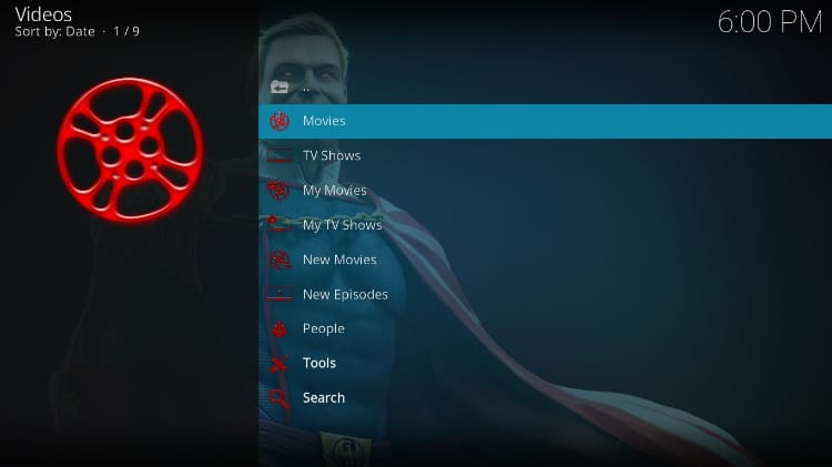 Homelander Kodi Addon Menu