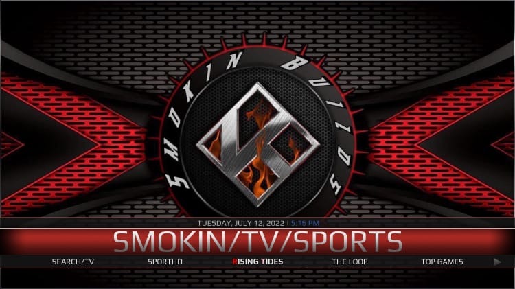 Smokin build TV and sports menu
