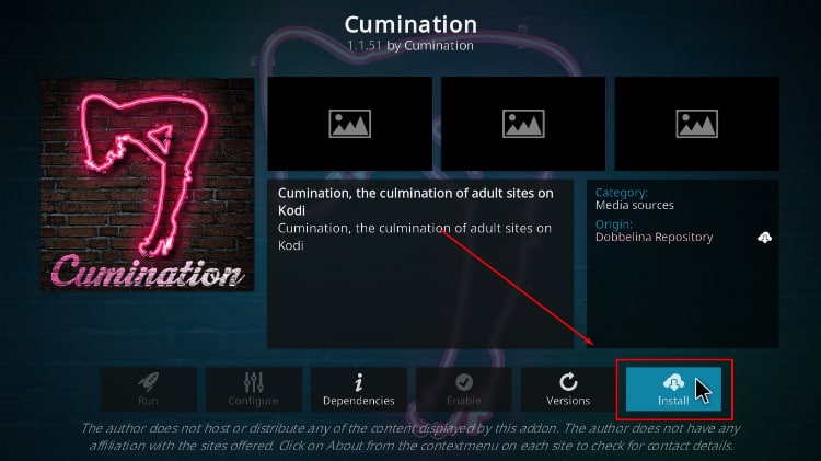 install Cumination Kodi addon