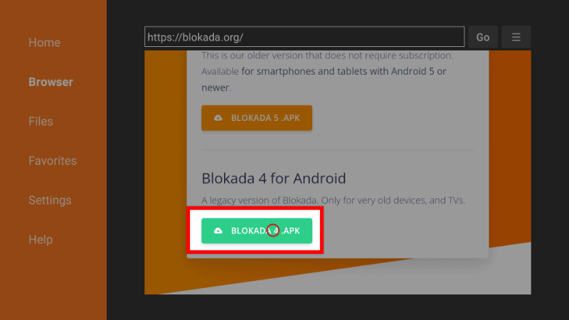 Blokada 4 apk download option
