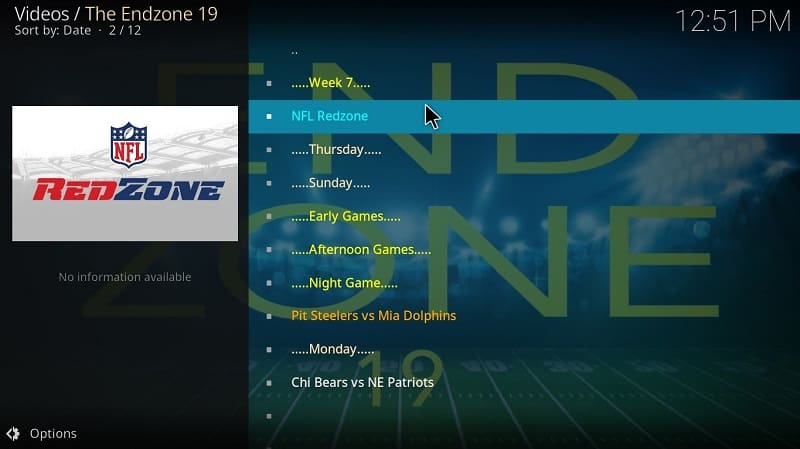 Watch NFL RedZone on Kodu