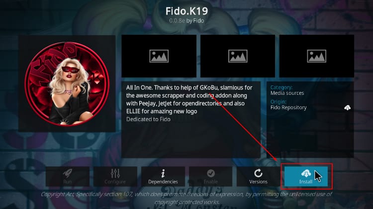 install Fido.K19 Kodi addon option