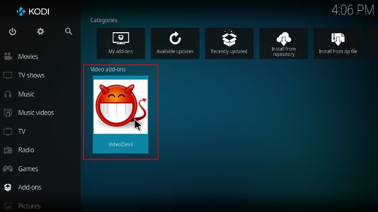 VideoDevil addon on Kodi