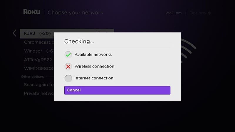 Roku checking internet connecting loop error