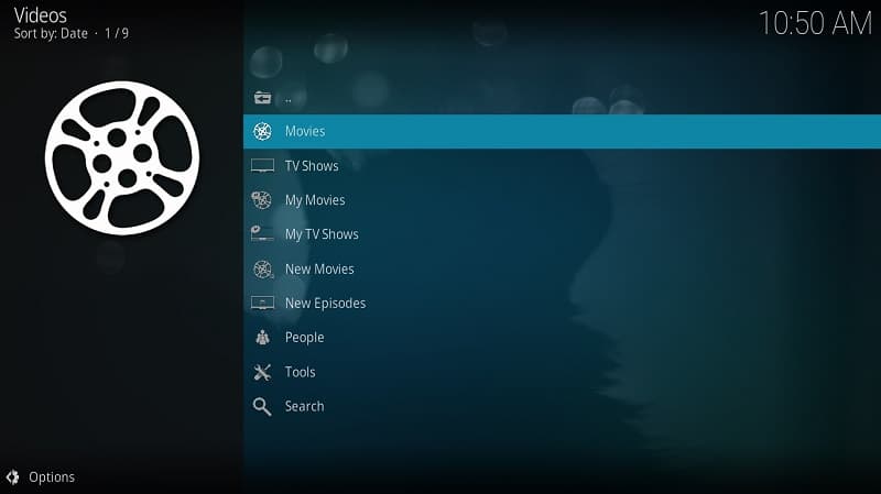 9 Lives Kodi addon menu
