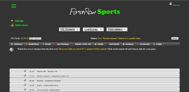 First Row sports is a good crackstreams alternative