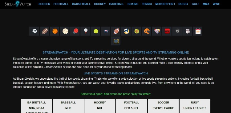 Stream2Watch sports streaming wesbite